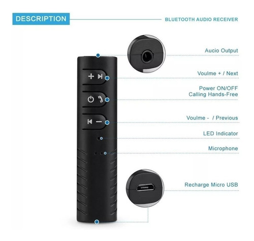 Receptor Bluetooth Audio Kanji Con Bateria Kj-ac03