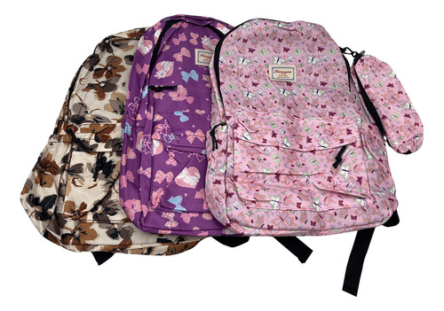 Mochila Juvenil Escolar Con Bolsillo Frontal, Lateral Y Cart