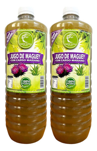 2 Jugos Maguey Original Cardo Mariano Verde Santo Michoacán