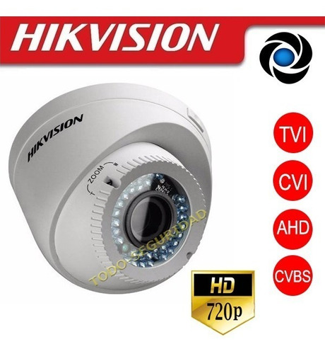 Camara Domo Varifocal Hikvision Hd 720p 1mp Exterior Cctv Gran Angular Zoom