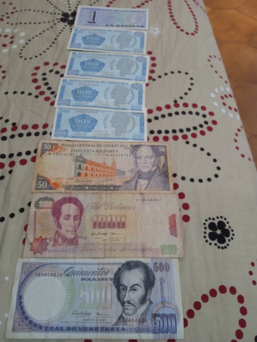 Billetes De Venezuela De 5, 10, 1, 2, 50, 100 Rojo