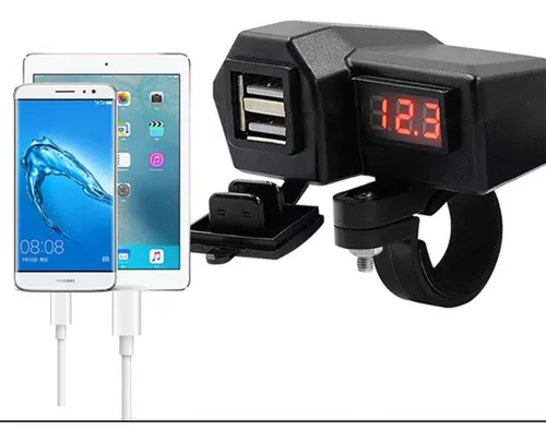 Cargador USB para motocicleta con voltímetro e interruptor de temperatura e  encendido/apagado, carga rápida USB 3.0 + puerto dual tipo C, impermeable