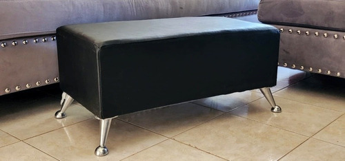 Imagen 2 de 9 de Puff Cubo Chenille Antide 80x40 Patas Metalica Varios Colore
