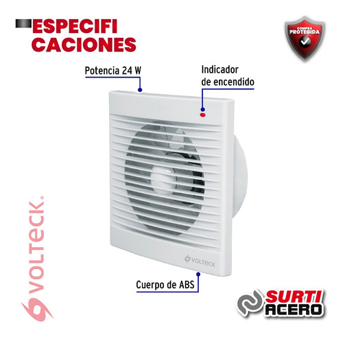 Extractor De Aire De 6 , Blanco, Volteck 48532