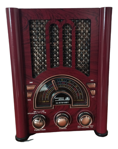 Radio Estilo Antiguo Color Madera Am Fm Sw Usb Bt Recargable