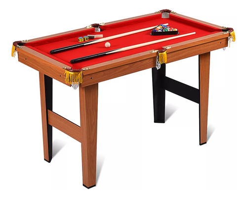 Mesa De Billar Mini Para Interior 48 PuLG Bolas Incluidas Paño Rojo