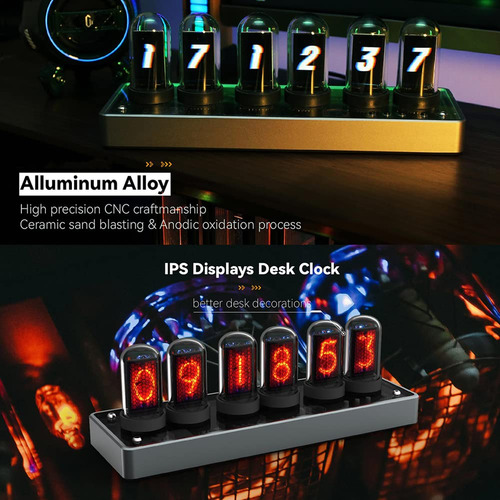 Reloj De Tubo Nixie Aventureros Ips Pro 6 Bits Rgb