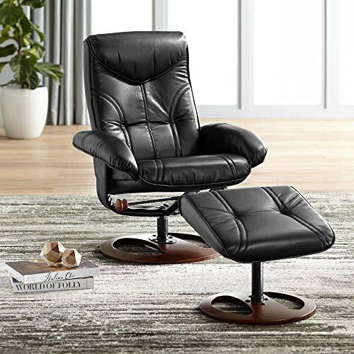 Mueble - Newport Black Swivel Recliner And Slanted Ottoman