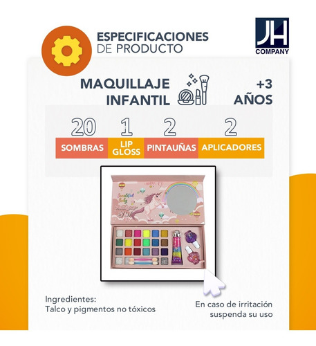Imagen 6 de 8 de Set Maquillaje Para Niñas Sombras Fantasia Juguete A-313