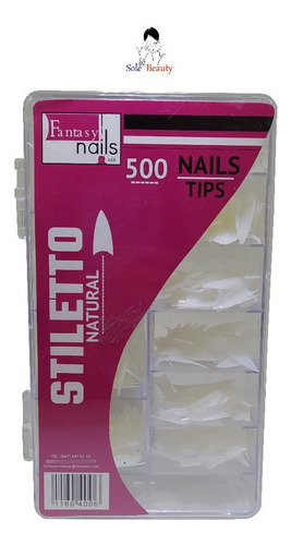 Tips Stiletto Natural 500 Pz, Uñas Acrilicas, Fantasy Nails