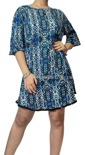 Vestido Remeron Fibrana Lentejuelas Estampado Talle S Oferta