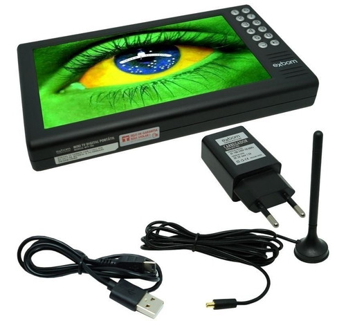 Tv Digital Tela 7 Hd Portátil Com Bateria Usb Rádio Fm Mp3