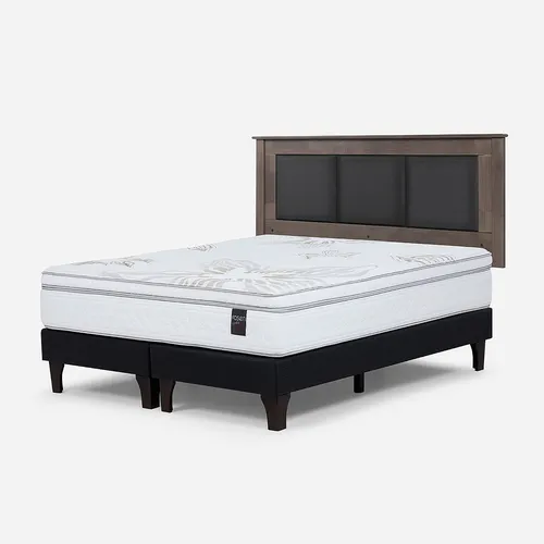 Cama Europea Art 4 King 180x200 Cm + Respaldo Rachel Gris