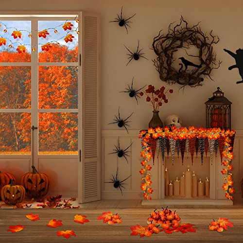 Guirnalda De Luces De Calabaza Con Forma De Hoja De Arce Par