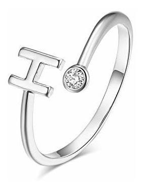 Anillos - Silver Plated Initial 26 Alphabet Open Adjustable 