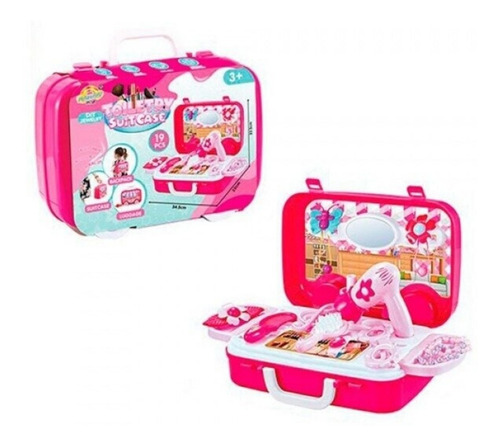 Tocador Infantil Set Belleza Juguetes Nenas Valija Ruedas
