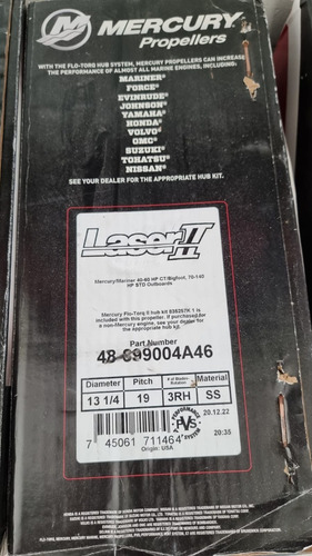 Imagen 8 de 10 de Helice Aluminio O Inoxidable Para Motor Mercury 75, 90, 115