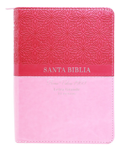 Biblia Reina Valera 1960 Compacta Letra Grande Bifloral Rosa