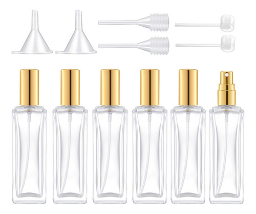 Set De 6 Botellas Perfumeros De Spray 30ml De Cristal