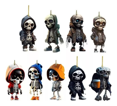 Juego De 9 Colgantes Decorativos Con Forma De Calavera En Fo