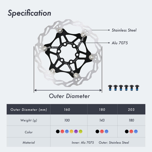 Djc Bike Brake Disc Rotor Mtb Disco De Freno Flotante 160 Mm