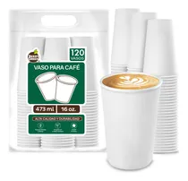 Comprar Vasos blancos para café Berry Green 16 oz (473 ml) biodegradables sin tapa paquete de 120 piezas resistentes fáciles de apilar ideales para bebidas calientes hogar oficina