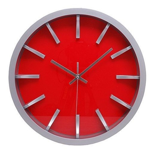 Kieragrace Reloj Reloj De Pared, De 12 Pulgadas, Cara Roja C