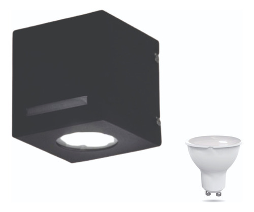Aplique Ferrolux Bolonia 1gu10 95x95x102 + Eco Led 5w L/d Negro
