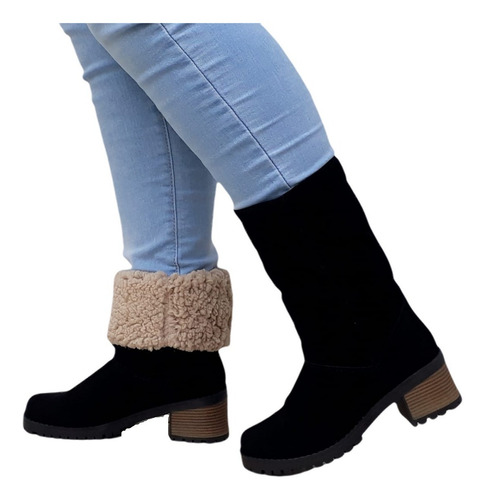 Imagem 3 de 5 de Bota Forrada Com Pelo Lã Pelúcia Feminina Marrom Quentinha