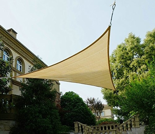 Toldo Vela Malla Hdpe  Triangular 3.6 Metros Color Marfil 