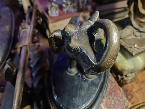 Antíguo Elefante En Bronce Francés Marrón Oscuro (Usado)