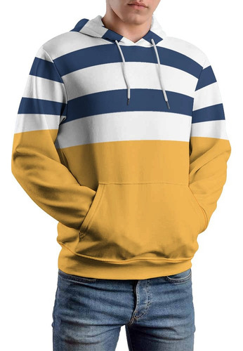 Sudadera Con Capucha 3d De Moda A Rayas Azules Y Blancas Con