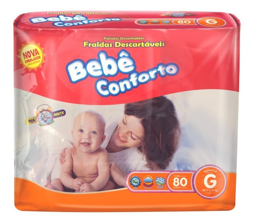 Fralda Infantil Bebê Conforto Mega Tamanho G ( 9 a 13 Kg c/ 80 un