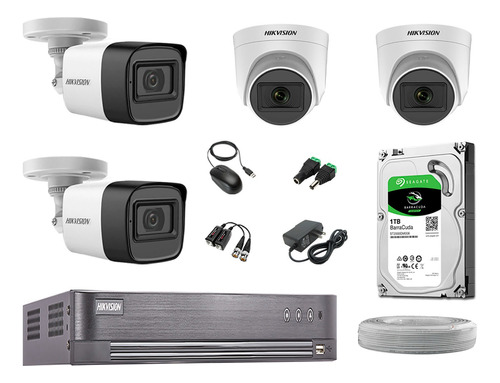 Kit 4 Cámaras De Seguridad Hikvision 5mp 02 Camaras Audio