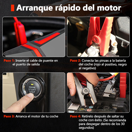 Himicar Starter TK-2000A 15.2 A 12V/24V arrancador de bateria portatil rojo