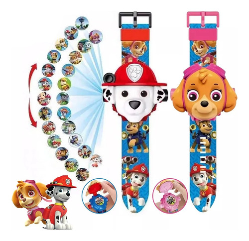 Reloj Proyector De 48 Imágenes Paw Patrol Niño,skye+marshall