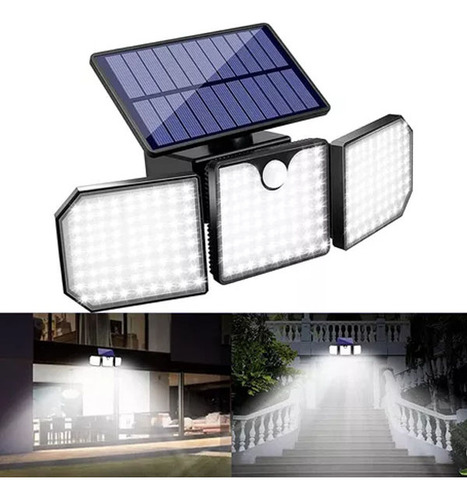 Luz Solar Externa Led 230 Com 3 Cabeças Ip65 À Prova D'água