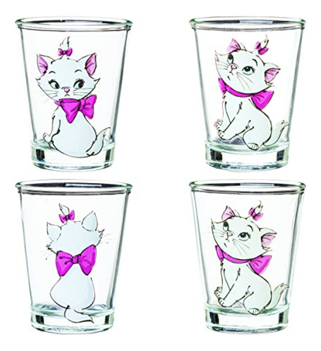 Juego De 4 Mini Vasos 1.5 Onzas Silver Buffalo Aristocats Ma