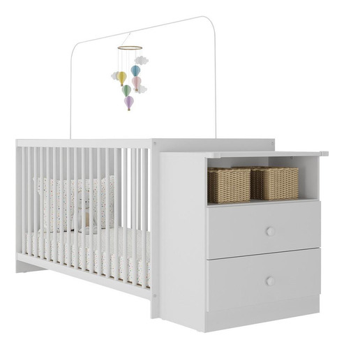 Berço Grade Fixa 3 Regulagens Multimóveis Meu Bebê Fg2870 Br Cor Branco