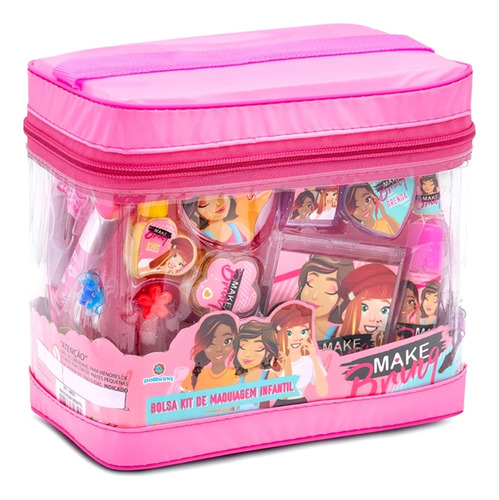 Kit Maquiagem Infantil + Maleta 20 Itens Makebrinq Polibrinq
