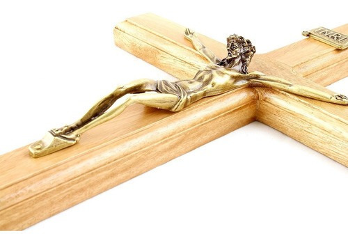 Crucifixo Para Parede Madeira Imagem Metal 40cm