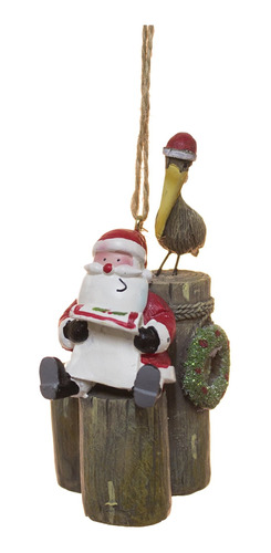 Coastal Pelican Piling Papa Noel Navidad Adorno