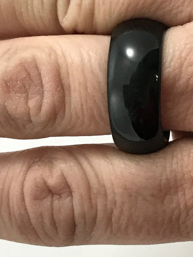 Imagem 4 de 6 de Anel Jade Preto Unissex 1 Cm Largura Nº 24