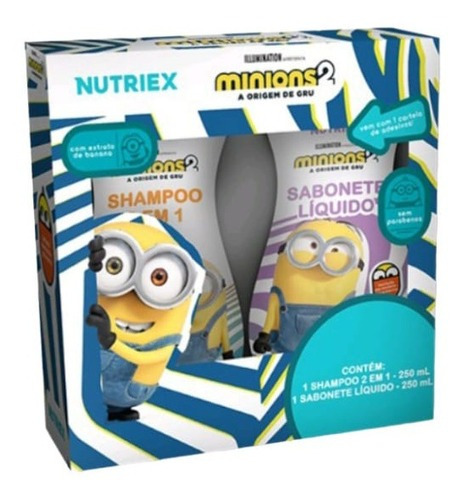  Kit Shampoo 2 Em 1 + Sabonete Liquido Minions 2 250ml Cada