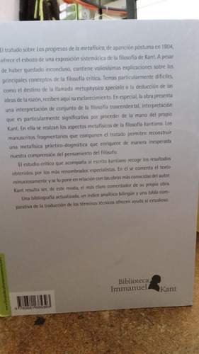 Los Progresos De La Metafísica. (Usado)