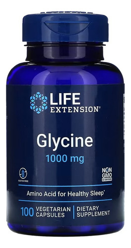 Glicina 1000 Mg 100 Cápsulas Vegetarianas Aminoácido Sin Sabor