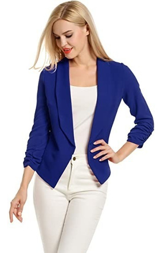 Chaqueta For Mujer Con Manga 3/4 Elegante Oficina Blazer