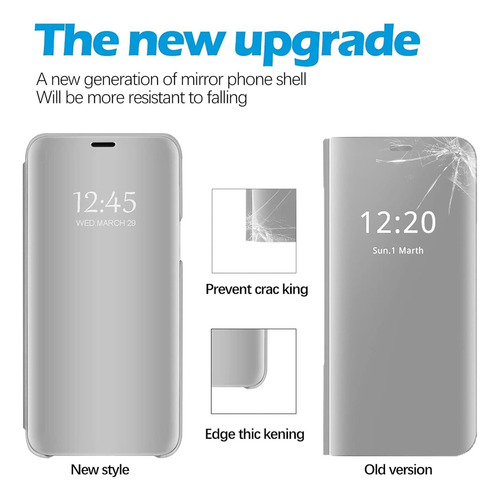 Funda Para Samsung A16 Clear View + Vidrio Full 9d C/huella Plateado