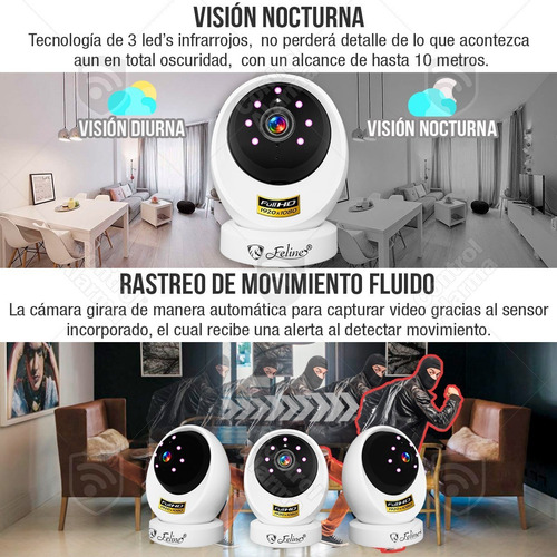 Imagen 3 de 10 de Camara Wifi Ip Full Hd Seguridad Deteccion Movimiento Audio Vision Nocturna Espia Grabacion Nube Alarma Casa