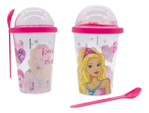 Vaso Para Yogurt/ Snack De Barbie Para Niñas
